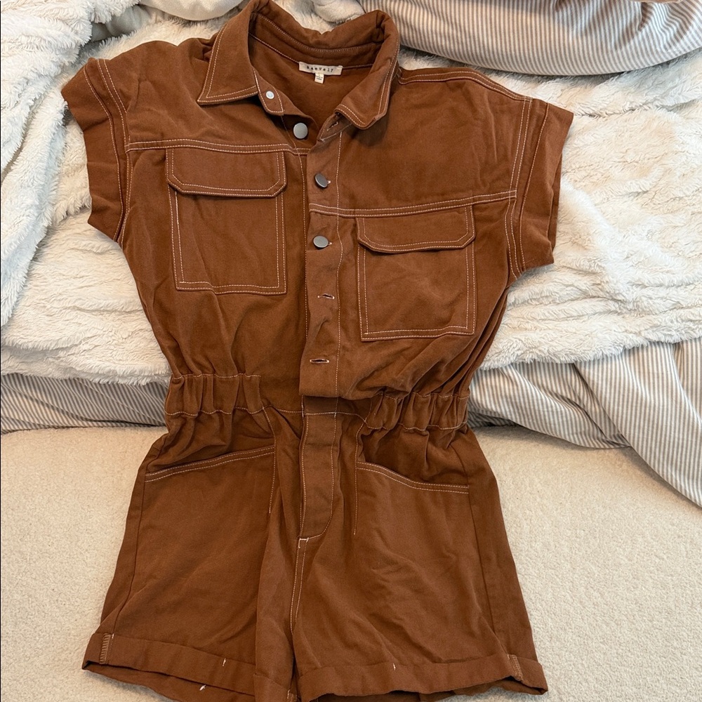 Chic Brown Button-Up Romper